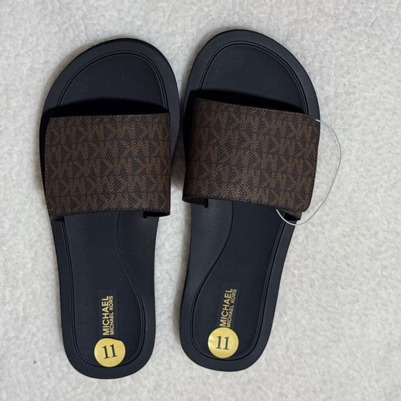Michael Kors Shoes - NWT Michael Kors Brown Wade Slides
